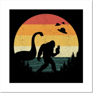 Bigfoot Loch Ness Monster Cat Lover Posters and Art